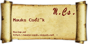 Mauks Csák névjegykártya